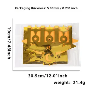 Detailed size chart showing gold star and moon wall stickers with dimensions and weight