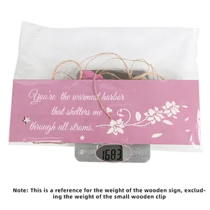 Detailed view of rectangular purple wooden plaque weighing approximately 168.3 grams