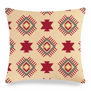Detailed macro view of woven linen fabric with ethnic geometric diamond patterns