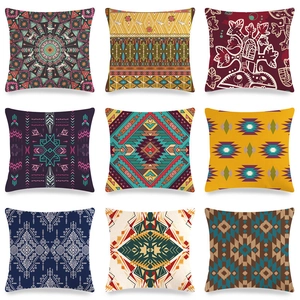 Geometric Abstract Linen Cushion Cover Ethnic Bohemian Style Square Sofa Home Decor Pillowcase