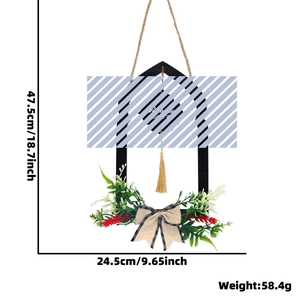 Targa in legno ad arco con piante finte e fiocco per decorazioni festive mediorientali