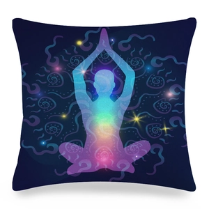 Mandala Yoga Meditation Pattern Linen Throw Pillow Cover Spiritual Chakra Lotus Cushion Case For Sofa Home Decor Square