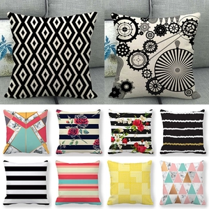 Moderner Quadratischer Deko Kissenbezug Leinenimitat Baumwolle Geometrische Marmor Rose Muster Kissenhülle Für Sofa Zuhause Dekoration