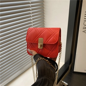 Women Luxury PU Quilted Mini Crossbody Bag Fashion Gold Chain Square Shoulder Bag For Daily Use Small Designer Style Handbag