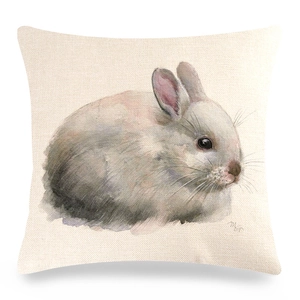 Gros plan sur la texture du lin avec un motif de lapin aquarelle détaillé