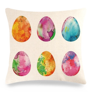 Texture détaillée de la taie d'oreiller de Pâques en lin avec motifs d'œufs aquarelle