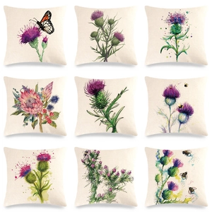 Aquarell Botanisch Hortensie Schmetterling Leinen Wurfkissenbezug Dekorativer Quadratischer Kissenbezug Für Sofa Heimdeko