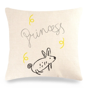 Nordic minimalist rabbit princess print linen pillow case for sofa home decoration