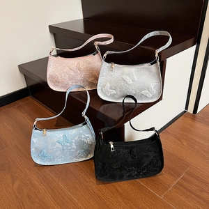Borse sottobraccio da donna con motivi a farfalla 3D in rosa, argento, azzurro e nero