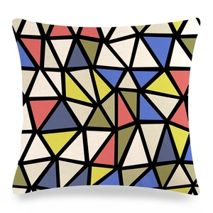 Coussin de canapé nordique carré avec motifs géométriques abstraits et rembourrage en coton