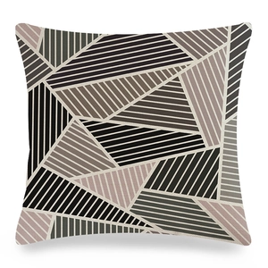Détail de la housse de coussin géométrique moderne avec texture en coton et lin mélangés
