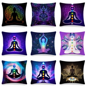 Mandala Yoga Meditazione Federa Zen Chakra Arte Pelle Di Pesca Velluto Decorativo Quadrato Copricuscino Arredamento Casa