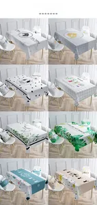 Collage di tovaglie in lino impermeabili stile nordico con motivi geometrici e marmorizzati