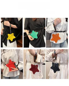 Star-shaped mini coin purse details with荔枝 texture leather and detachable LOVE wristlet