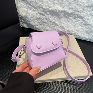 Women Mini Crossbody Bag PU Leather Small Square Shoulder Purse Flap With Decorative Buttons Fashion Casual Style