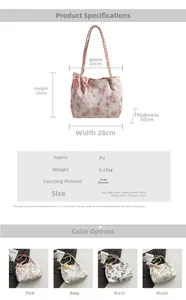 Detailed dimension chart for butterfly print tote bag with size and color options