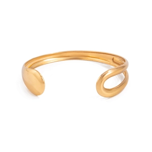 Gouden open armband met minimalistisch zeesterknoopontwerp van gepolijst metaal voor dames