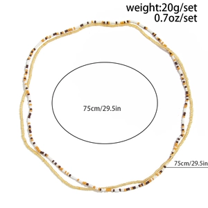 Detailed view of beaded waist chain length of 75cm and 20g weight specification