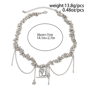 Detailed view of heart pendant necklace with beaded chain length and weight specifications