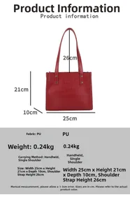 Detailed dimensions of the red crocodile embossed tote bag with size and weight info