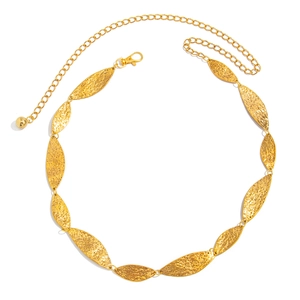Vintage goldene Taillenkette mit Hammerschlag-Blattmuster und verstellbarem Verschluss