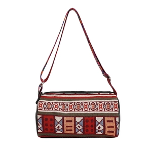 Bohemian gestreepte bucket bag crossbody tas met kleurrijk geweven geometrisch patroon
