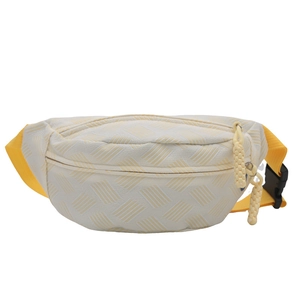Sac de poitrine minimaliste en nylon avec bretelles jaunes et texture tissée blanc et jaune