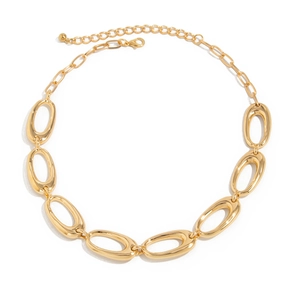 Polierte goldene Gliederkette mit ovalen Elementen und verstellbarem Karabinerverschluss
