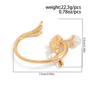 Détails du bracelet manchette sirène dorée avec perle incluant dimensions et poids