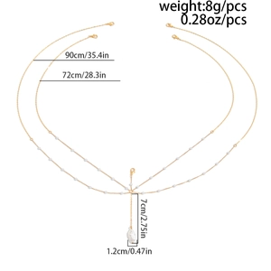 Detail showing weight specifications and measurements for the gold multi-layer body chain