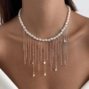Collier À Gland En Künstliche Perle D'Imitation Baroque Chaîne En Cuivre Style Palais Français Bijoux Vintage Élégants Pour Femmes