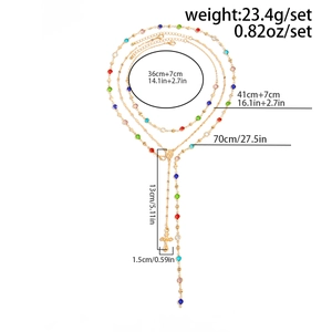 Specifiche delle dimensioni per collana multistrato dorata con croce e perline colorate