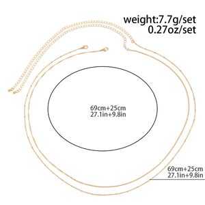 Dettaglio della catena in vita dorata con misure, lunghezza 69cm e estensione 25cm