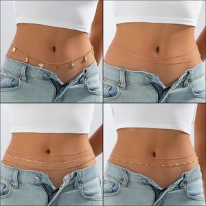 Sexy Catena da Vita in Metallo Multistrato per Donna Placcato Oro Argento Moda Catena del Corpo Accento di Künstliche Perle Regolabile Gioielli