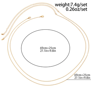 Specifiche della catena da corpo dorata a doppio strato con lunghezza 69 cm ed estensione