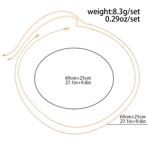 Dettaglio del set di catene dorate per la vita con lunghezza 69cm e catena di estensione