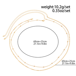Dettaglio dimensioni della catena da vita dorata con lunghezza 69cm e estensione di 25cm