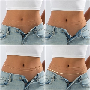 Catena in Vita Sottile Multi Strato in Metallo per Donna Sexy Placcata Oro Argento Catena per il Corpo Gioielli da Pancia per Festa in Spiaggia Accessorio di Moda