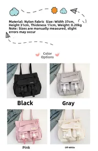 Quatre couleurs de sacs à bandoulière en nylon avec poches multiples et logo mode