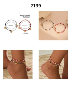 Bracelets de cheville en perles colorées avec pendentifs papillon dorés pour la plage
