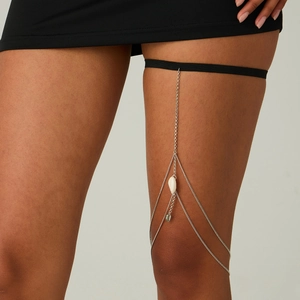 Chaîne de Cuisse en Alliage Bohème avec Perles et Coquillages Chevillères pour Femmes Plage Fête Bijoux de Corps Rétro