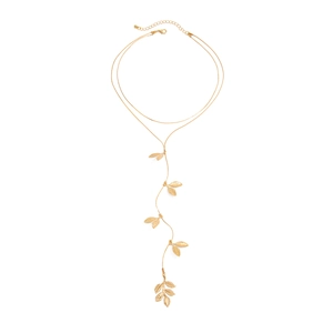 Elegante collana a Y dorata a doppio strato con ciondoli a foglia su catene sottili