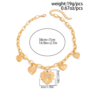 Detailed view of gold lava heart pendant necklace showing chain dimensions and weight