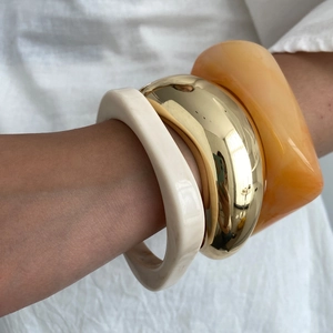 Bracciali Rigidi Geometrici Irregolari In Resina E Lega Gioielli Di Moda Minimalisti Impilabili Per Donna