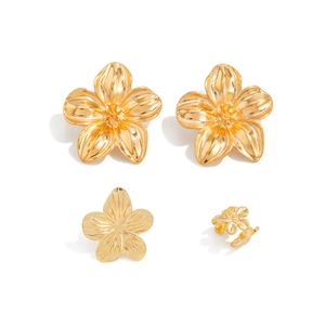 Goldenes Seestern Blumen Ohrstecker Set mit strukturierter Oberfläche im Marine Stil