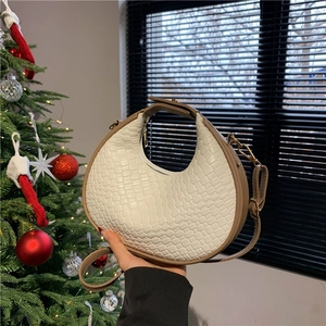 Borsa a Mezzaluna in Pelle PU Intrecciata da Donna Borsa a Tracolla Retro Con Cerniera Borsa Dumpling di Moda Per Pendolarismo Quotidiano Accessori Donna