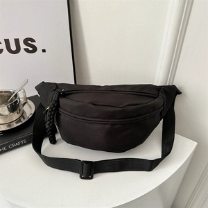 Women PU Leather Chest Bag Minimalist Waist Bag With Braided Zipper Casual Crossbody Shoulder Bag For Travel Sports Fashion