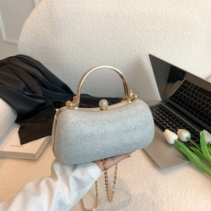 Borsa Da Sera Clutch Da Donna Luccicante Guscio Rigido Con Manico In Metallo Strass E Tracolla A Catena Per Matrimonio