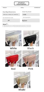Especificaciones de tamaño y muestra de cinco colores del bolso bandolera de nailon
