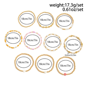 Lot de 10 bracelets de style bohème avec croix et détails des dimensions précises